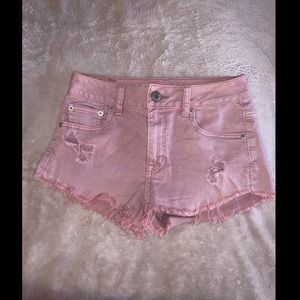 Light Pink Ripped Jean Shorts